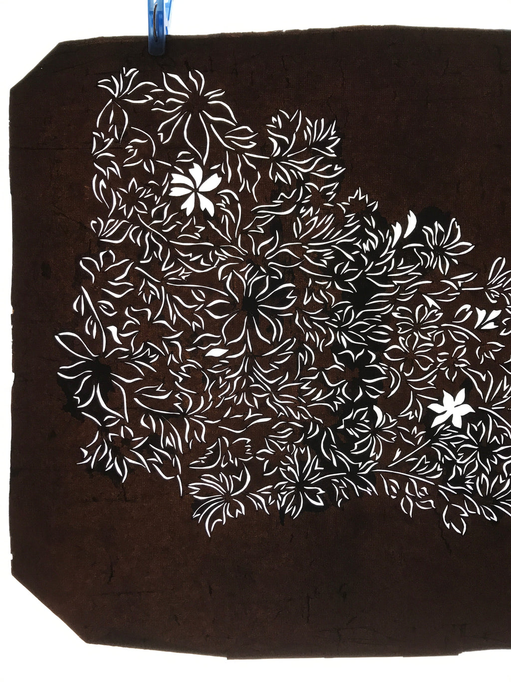 Antique Japanese Katagami Kimono Paper Stencil Katazome Flowers Design 4Y582