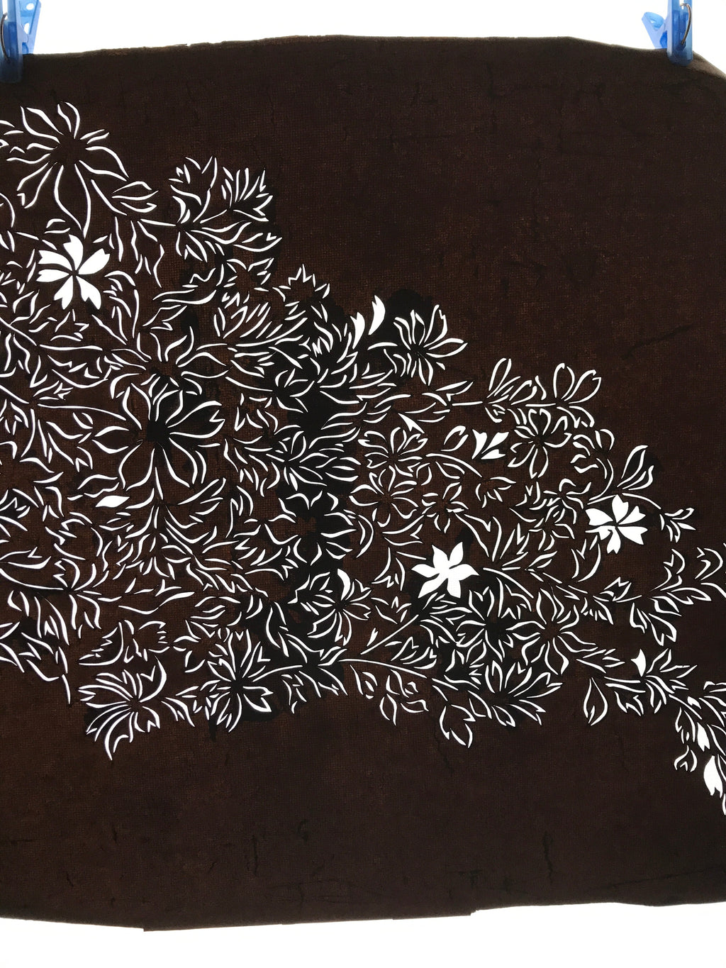 Antique Japanese Katagami Kimono Paper Stencil Katazome Flowers Design 4Y582
