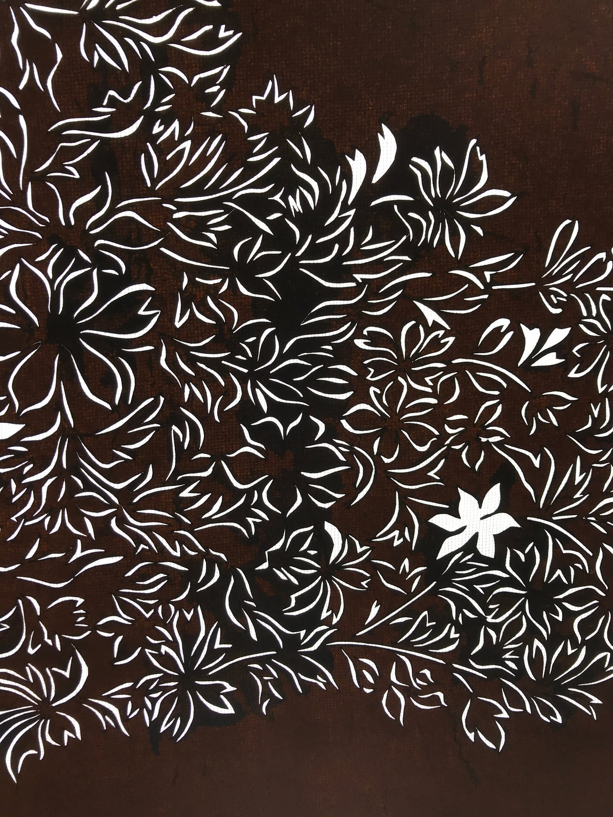 Antique Japanese Katagami Kimono Paper Stencil Katazome Flowers Design 4Y582