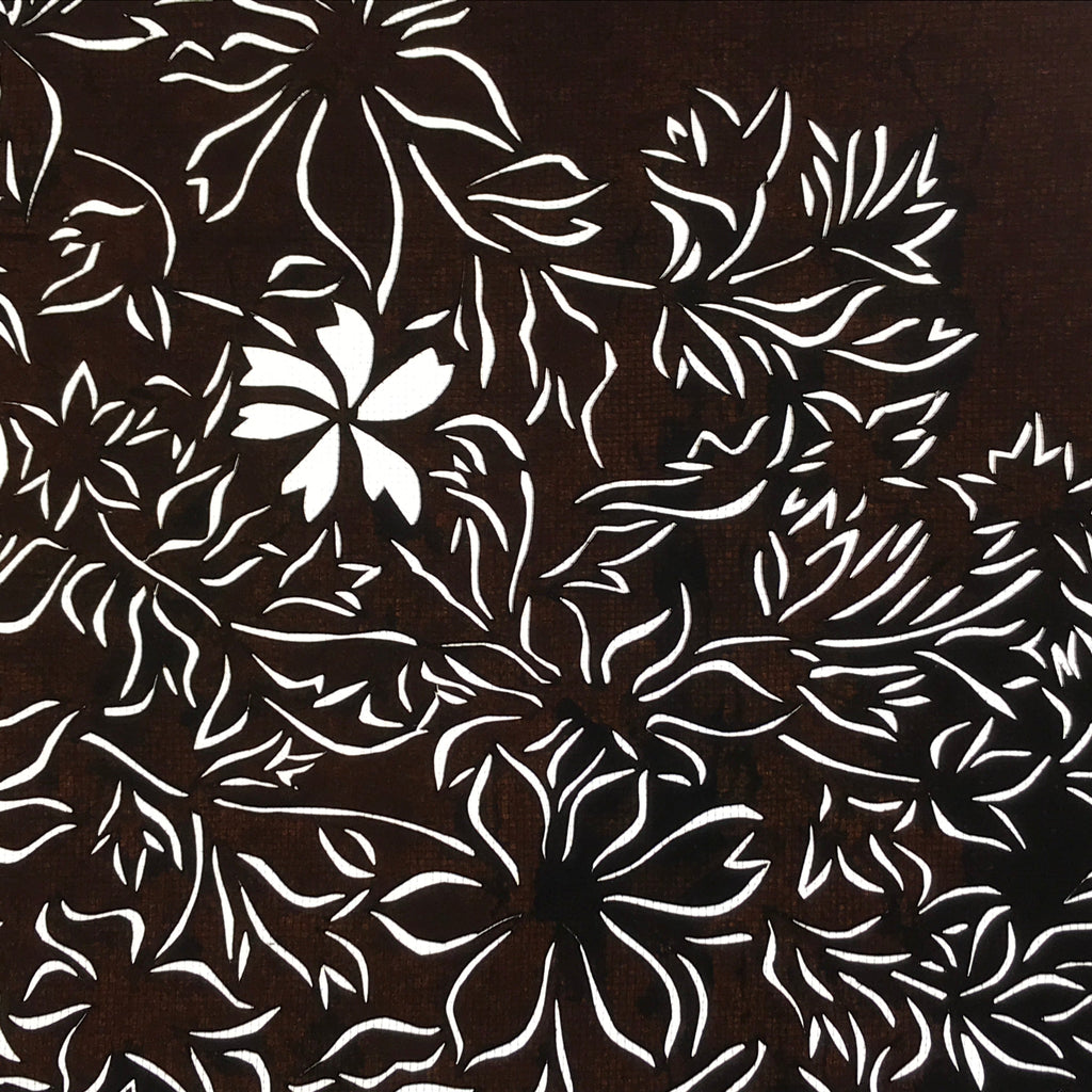 Antique Japanese Katagami Kimono Paper Stencil Katazome Flowers Design 4Y582