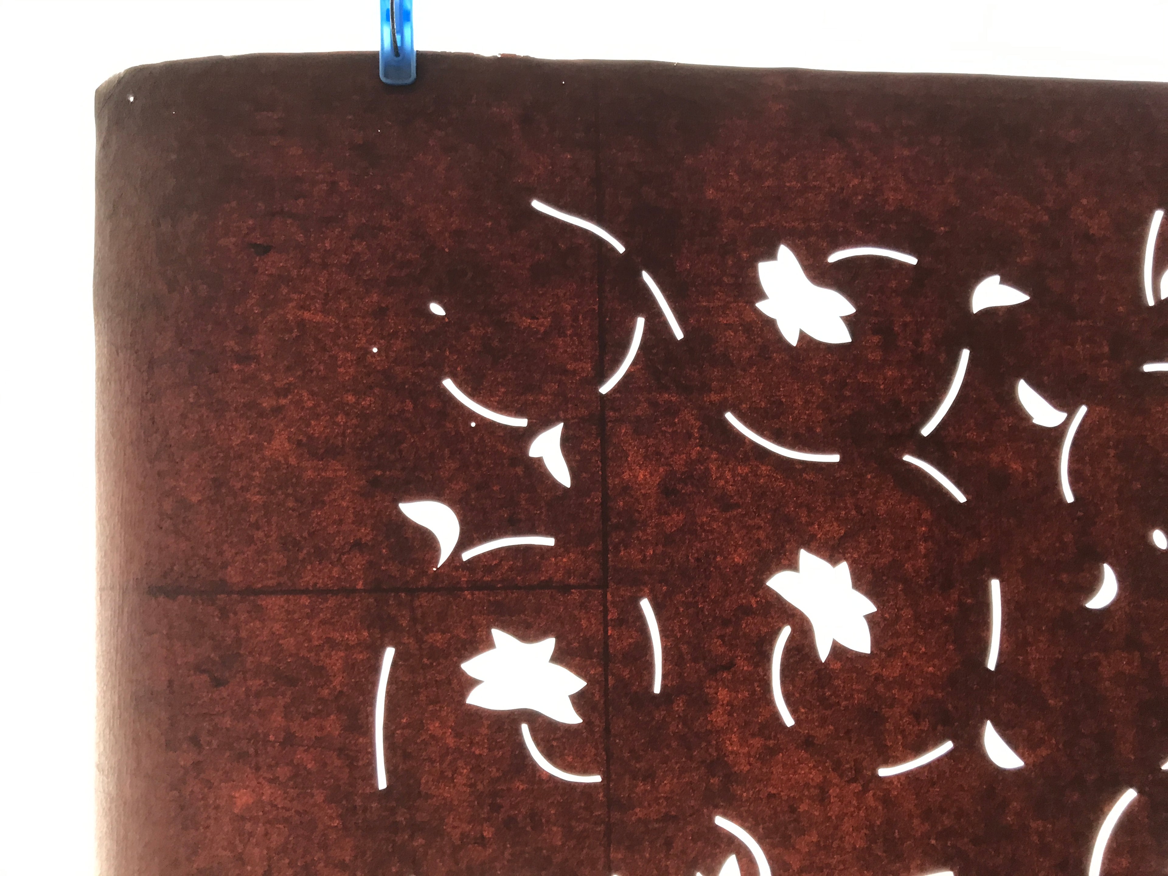 Antique Japanese Katagami Kimono Paper Stencil Katazome Flowers Karakusa 4Y634