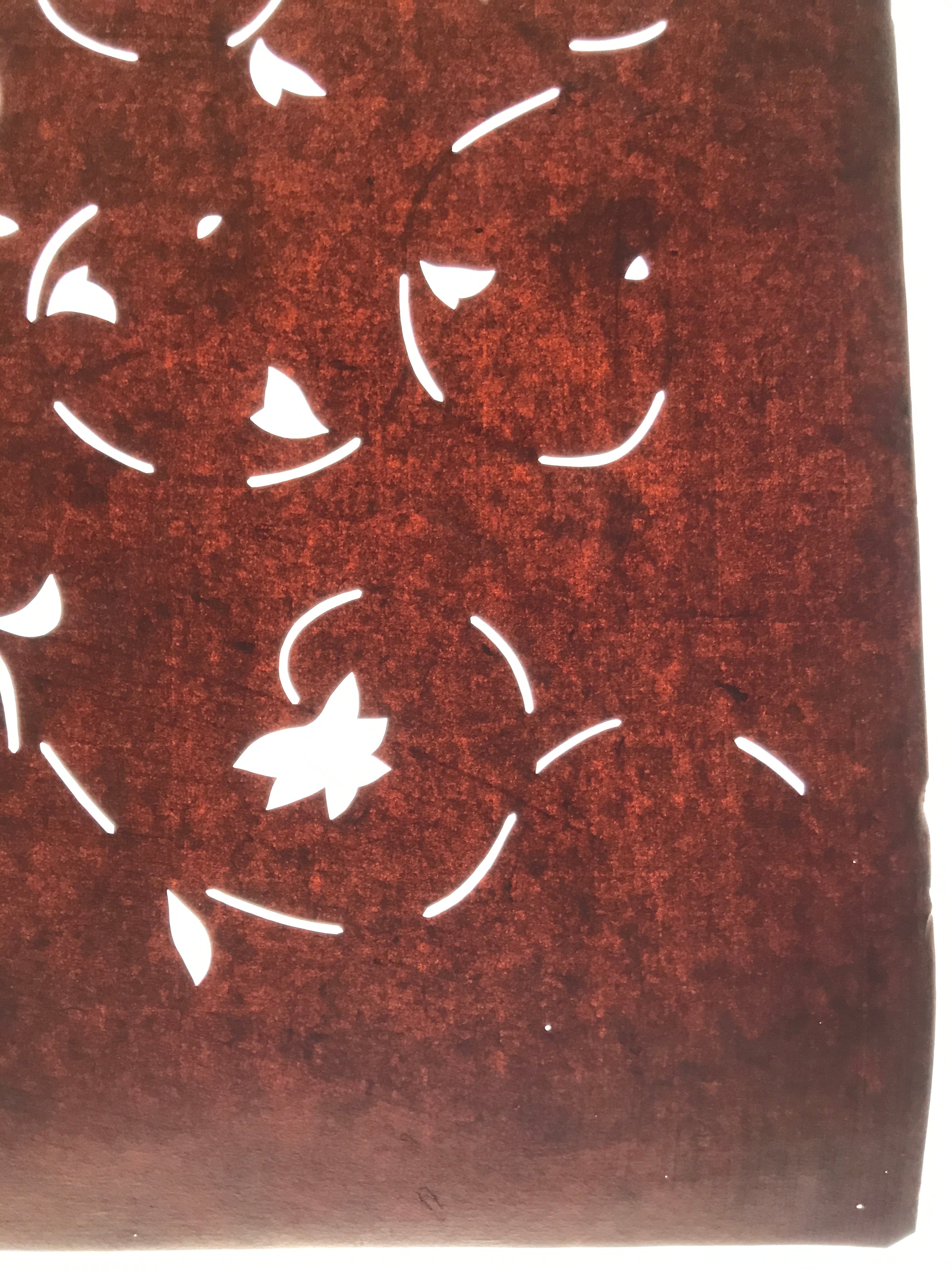 Antique Japanese Katagami Kimono Paper Stencil Katazome Flowers Karakusa 4Y635