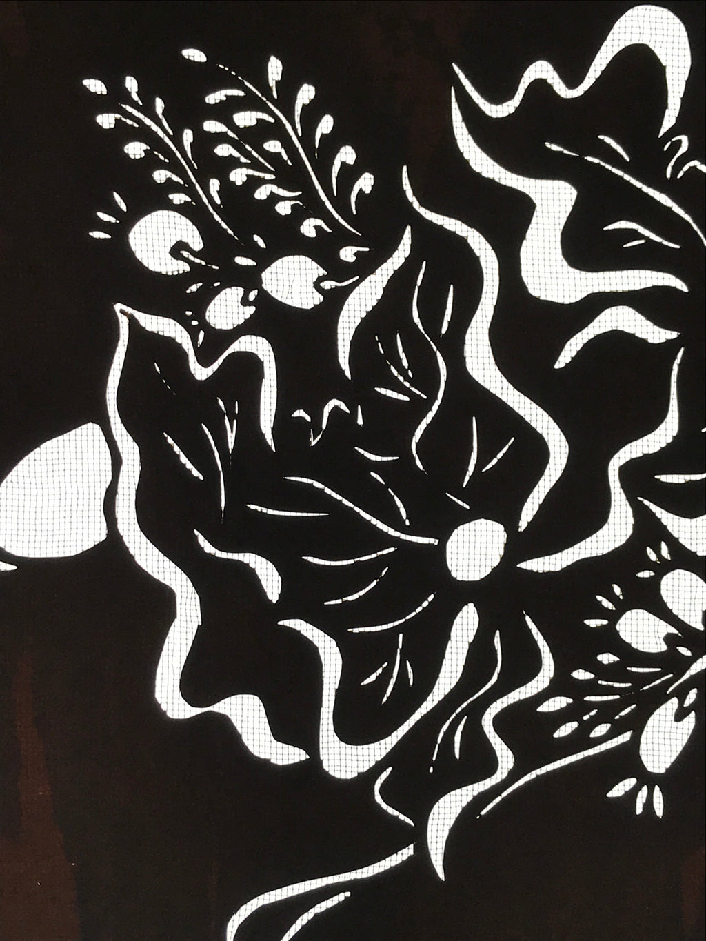 Antique Japanese Katagami Kimono Paper Stencil Katazome Flowers Leaves 4Y583
