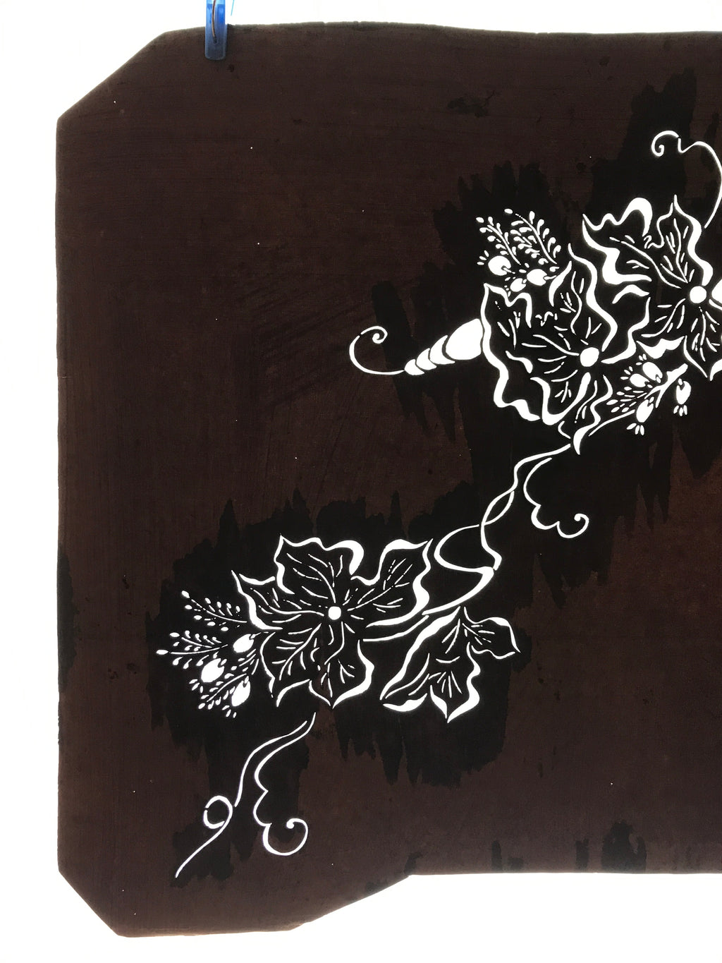 Antique Japanese Katagami Kimono Paper Stencil Katazome Flowers Leaves 4Y583