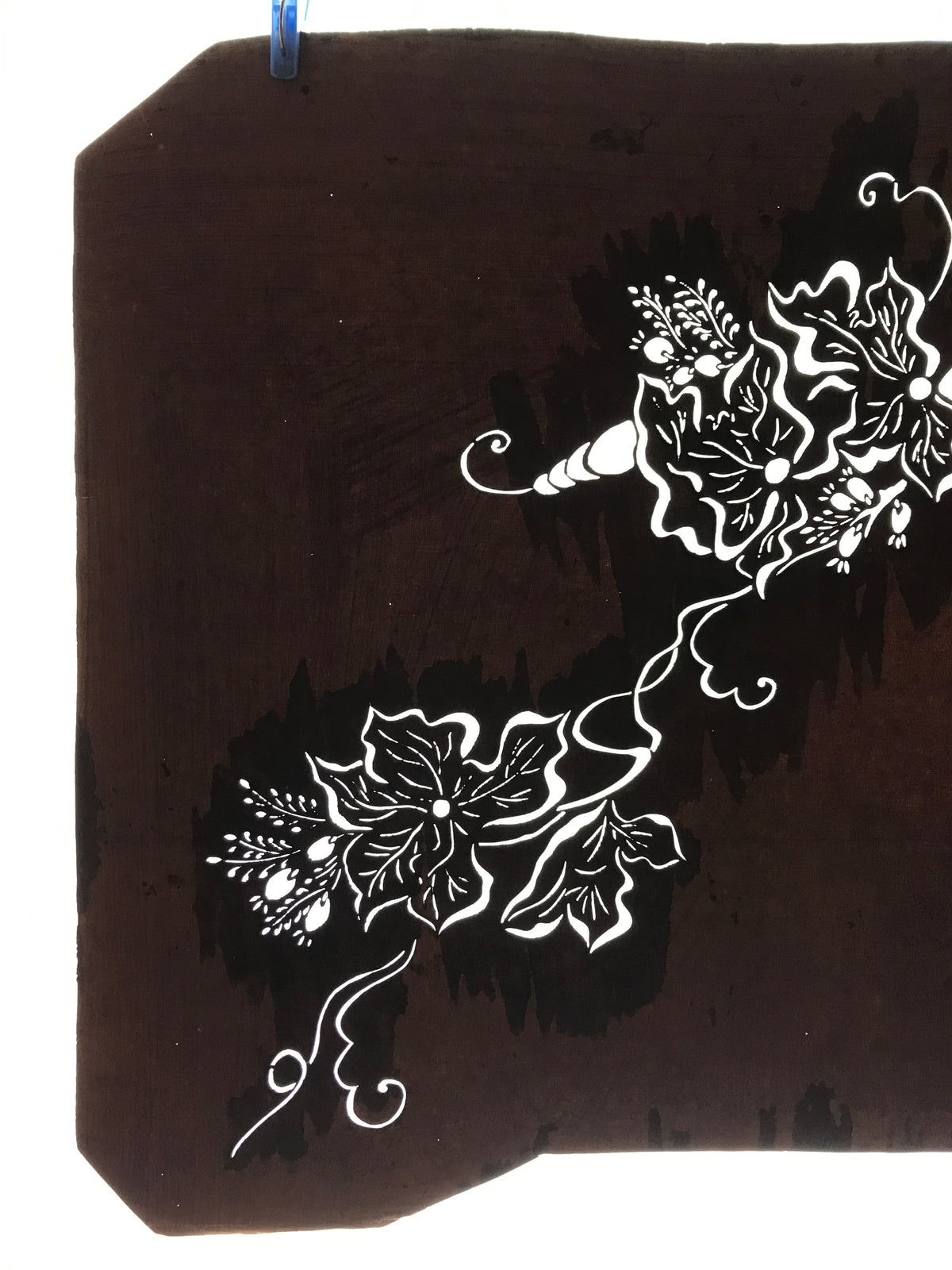 Antique Japanese Katagami Kimono Paper Stencil Katazome Flowers Leaves 4Y583