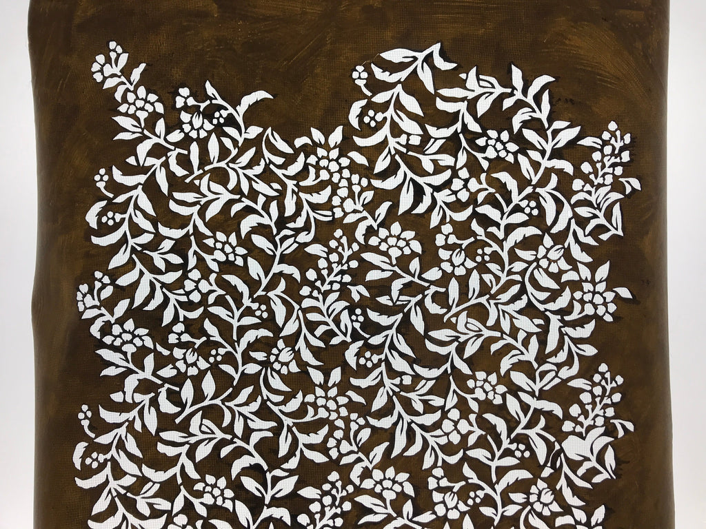 Antique Japanese Katagami Kimono Paper Stencil Katazome Flowers Pattern 4Y545