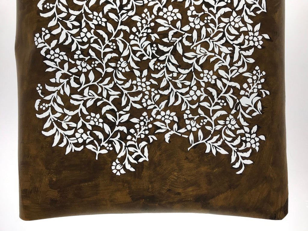Antique Japanese Katagami Kimono Paper Stencil Katazome Flowers Pattern 4Y545