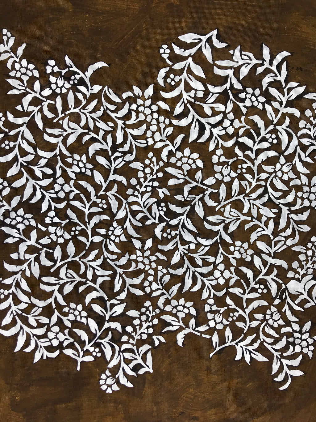 Antique Japanese Katagami Kimono Paper Stencil Katazome Flowers Pattern 4Y545