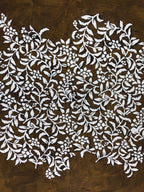 Antique Japanese Katagami Kimono Paper Stencil Katazome Flowers Pattern 4Y545