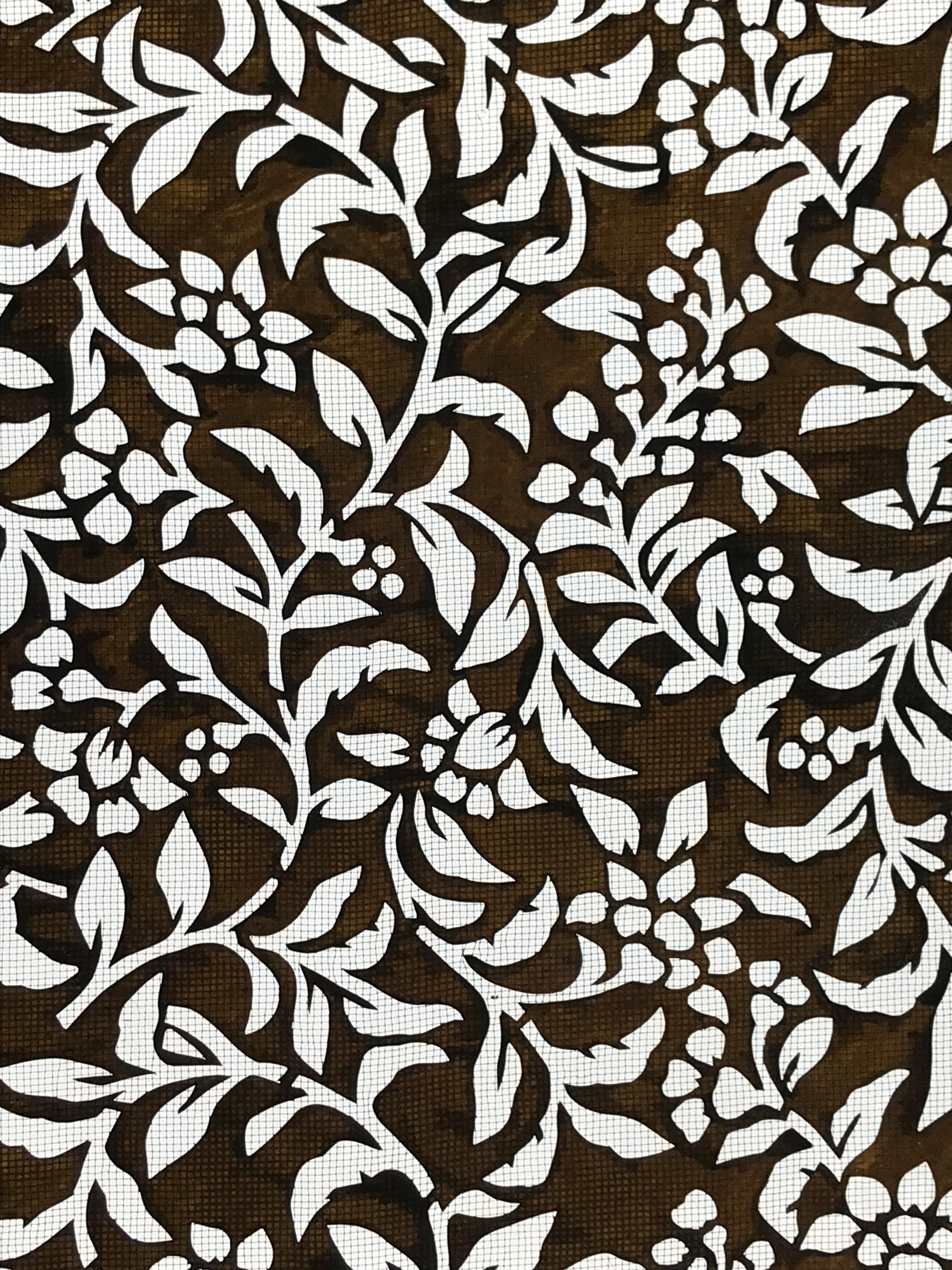 Antique Japanese Katagami Kimono Paper Stencil Katazome Flowers Pattern 4Y545