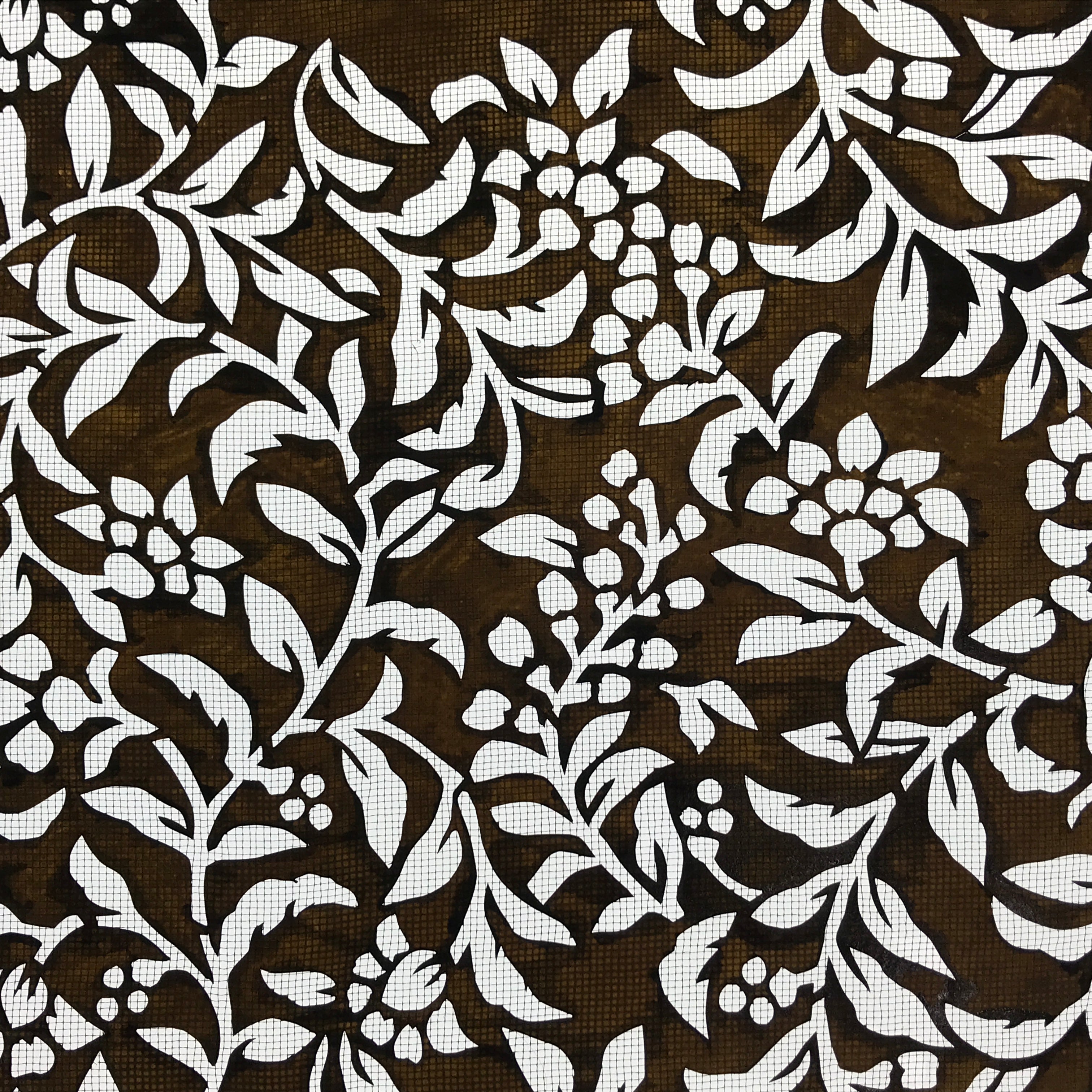 Antique Japanese Katagami Kimono Paper Stencil Katazome Flowers Pattern 4Y545