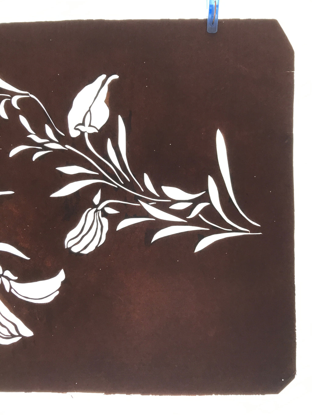 Antique Japanese Katagami Kimono Paper Stencil Katazome Flowers Plants 4Y538