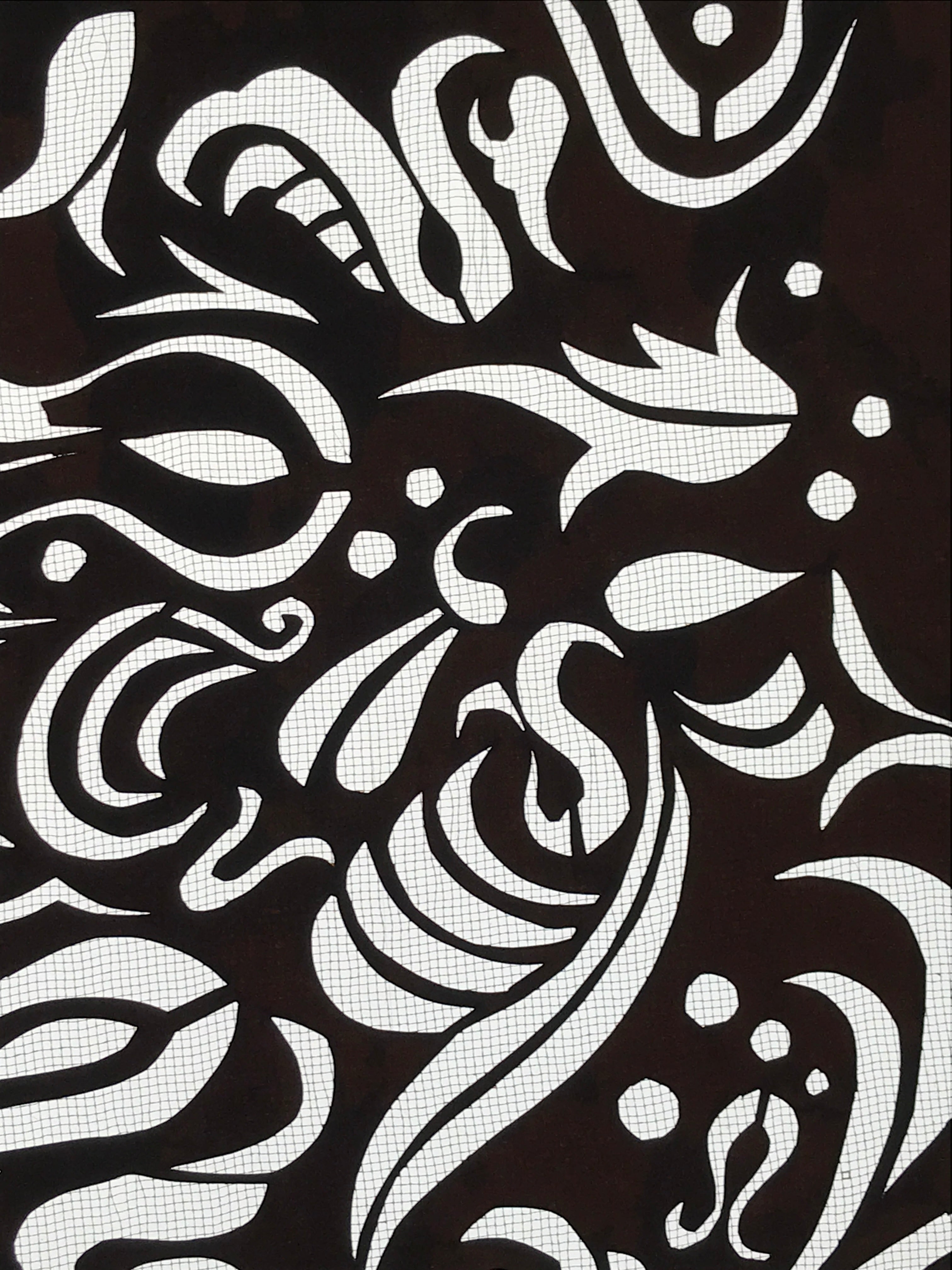 Antique Japanese Katagami Kimono Paper Stencil Katazome Flowers Plants 4Y541