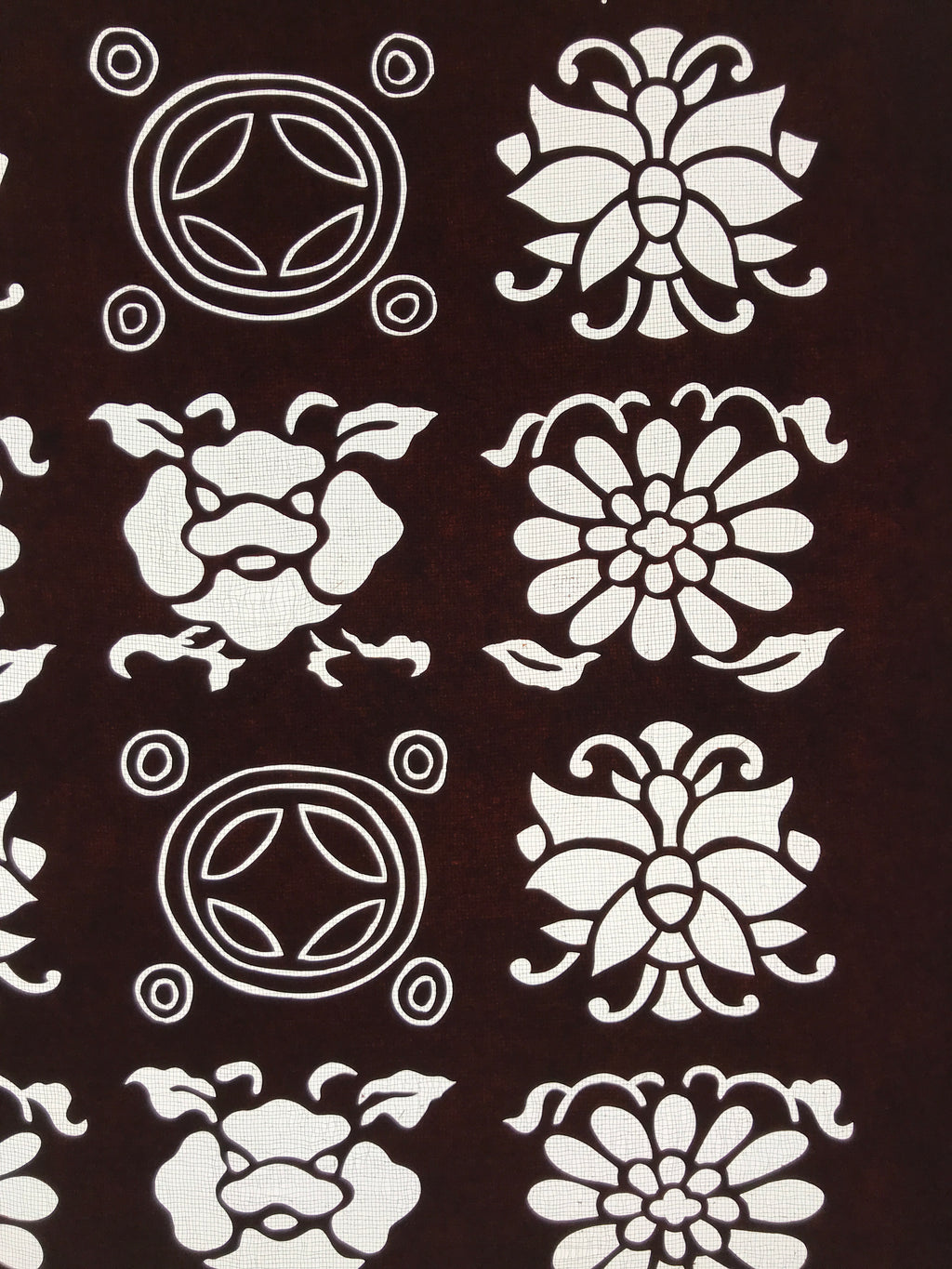Antique Japanese Katagami Kimono Paper Stencil Katazome Flowers Shippo 4Y609