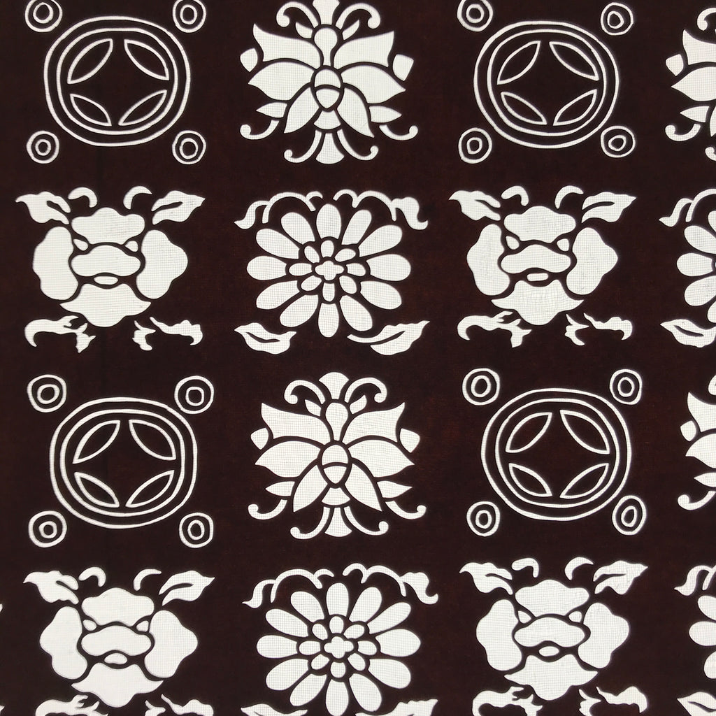 Antique Japanese Katagami Kimono Paper Stencil Katazome Flowers Shippo 4Y609