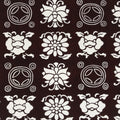 Antique Japanese Katagami Kimono Paper Stencil Katazome Flowers Shippo 4Y609