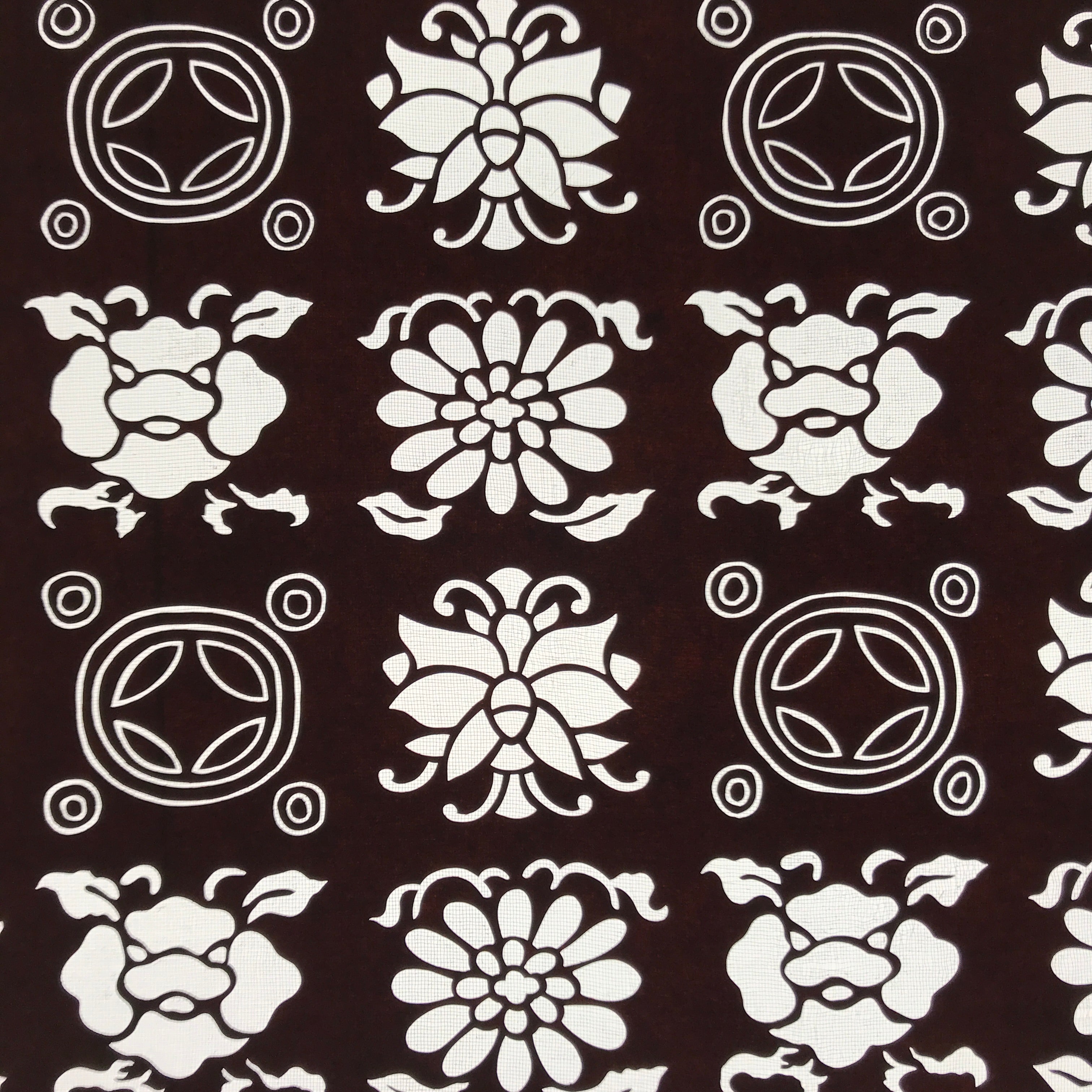 Antique Japanese Katagami Kimono Paper Stencil Katazome Flowers Shippo 4Y609