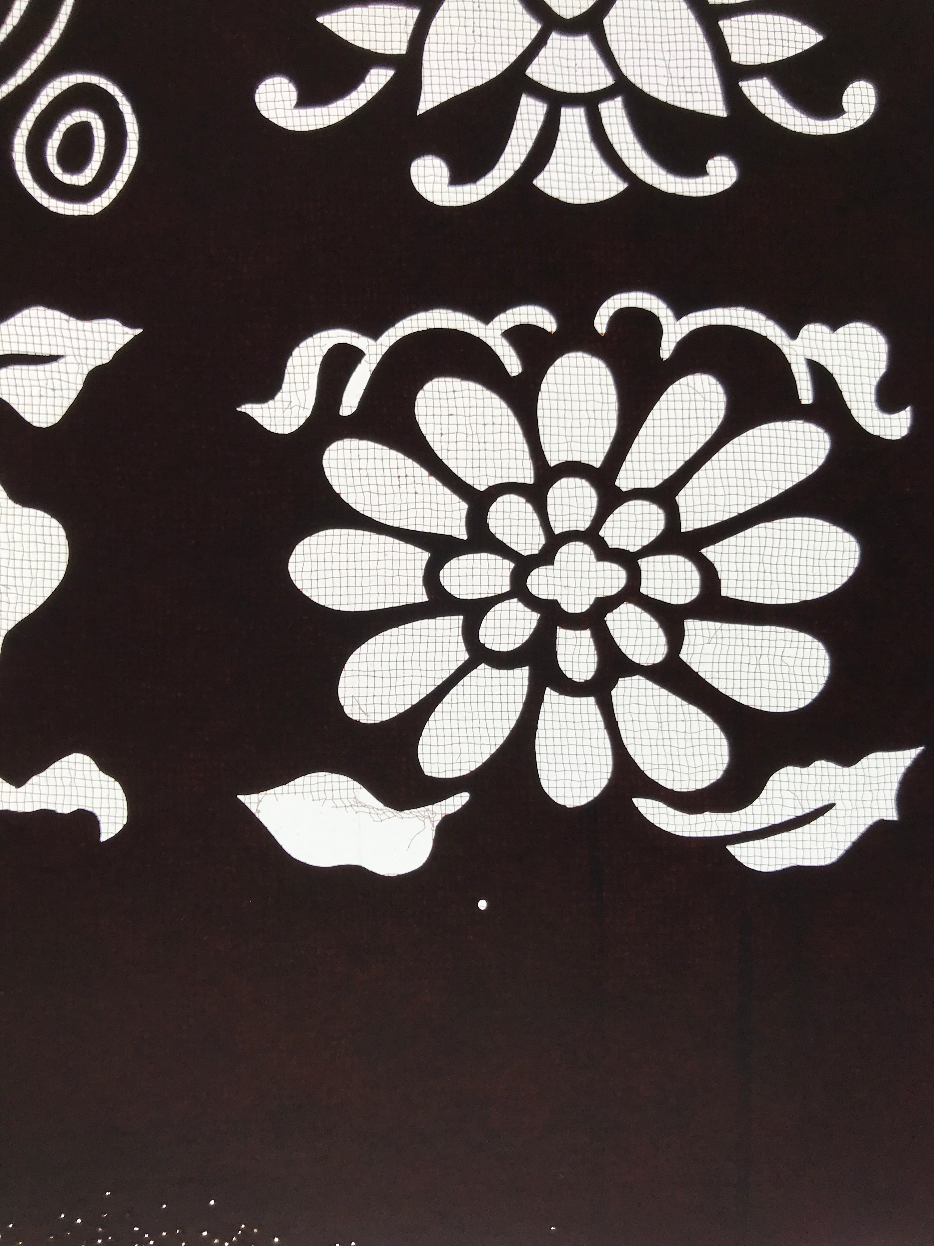 Antique Japanese Katagami Kimono Paper Stencil Katazome Flowers Shippo 4Y610