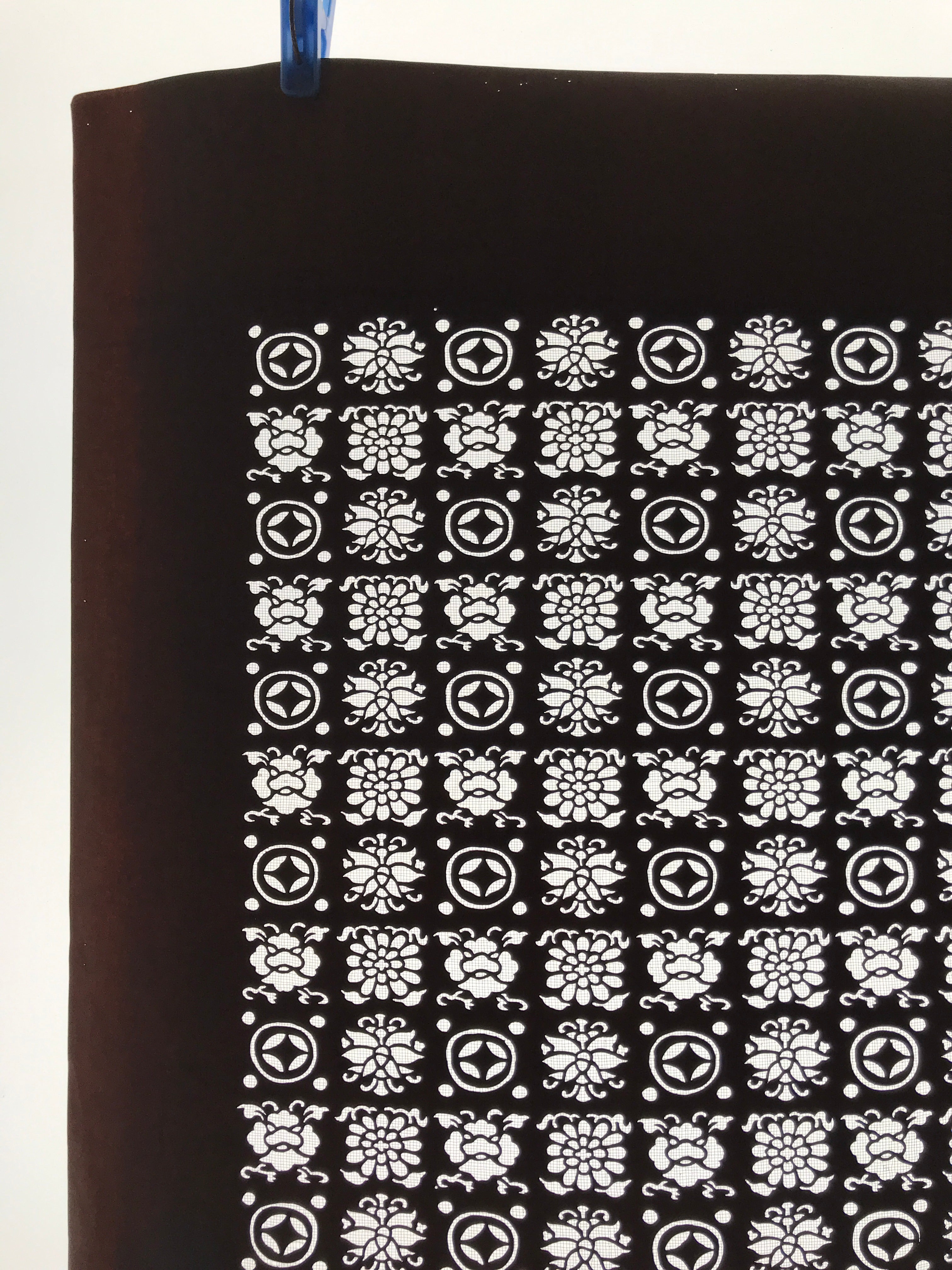 Antique Japanese Katagami Kimono Paper Stencil Katazome Flowers Shippo 4Y619