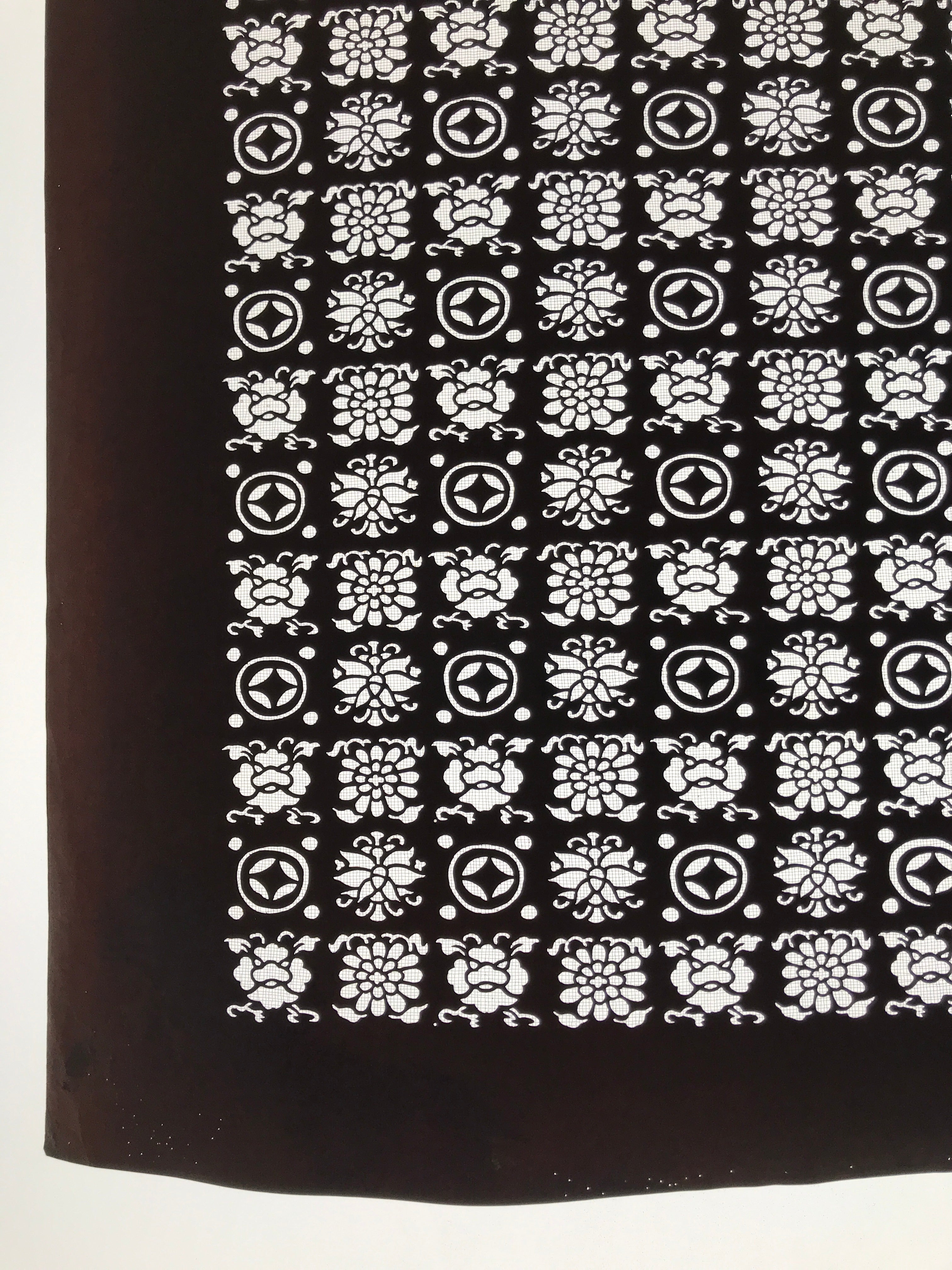 Antique Japanese Katagami Kimono Paper Stencil Katazome Flowers Shippo 4Y619