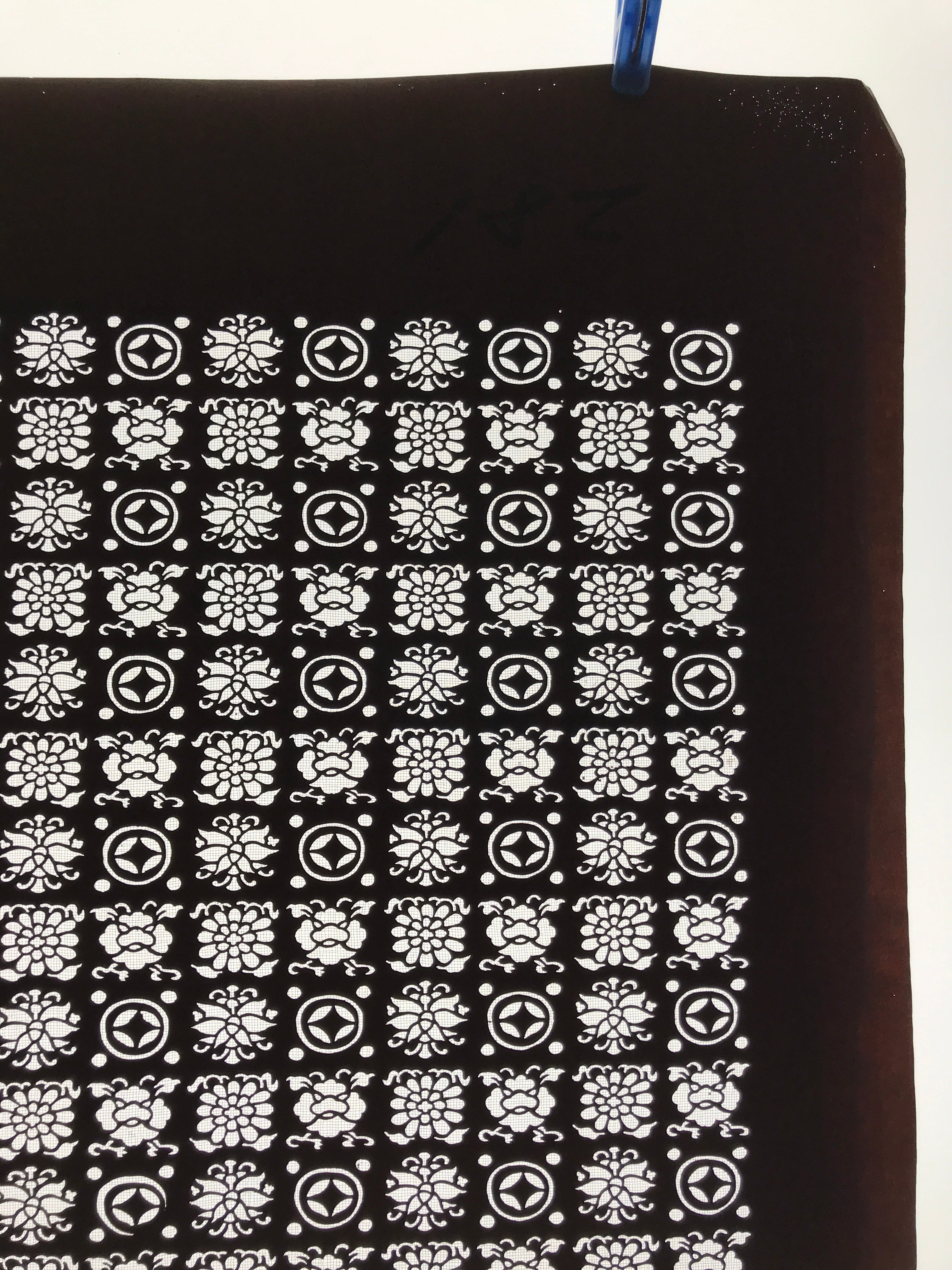 Antique Japanese Katagami Kimono Paper Stencil Katazome Flowers Shippo 4Y619