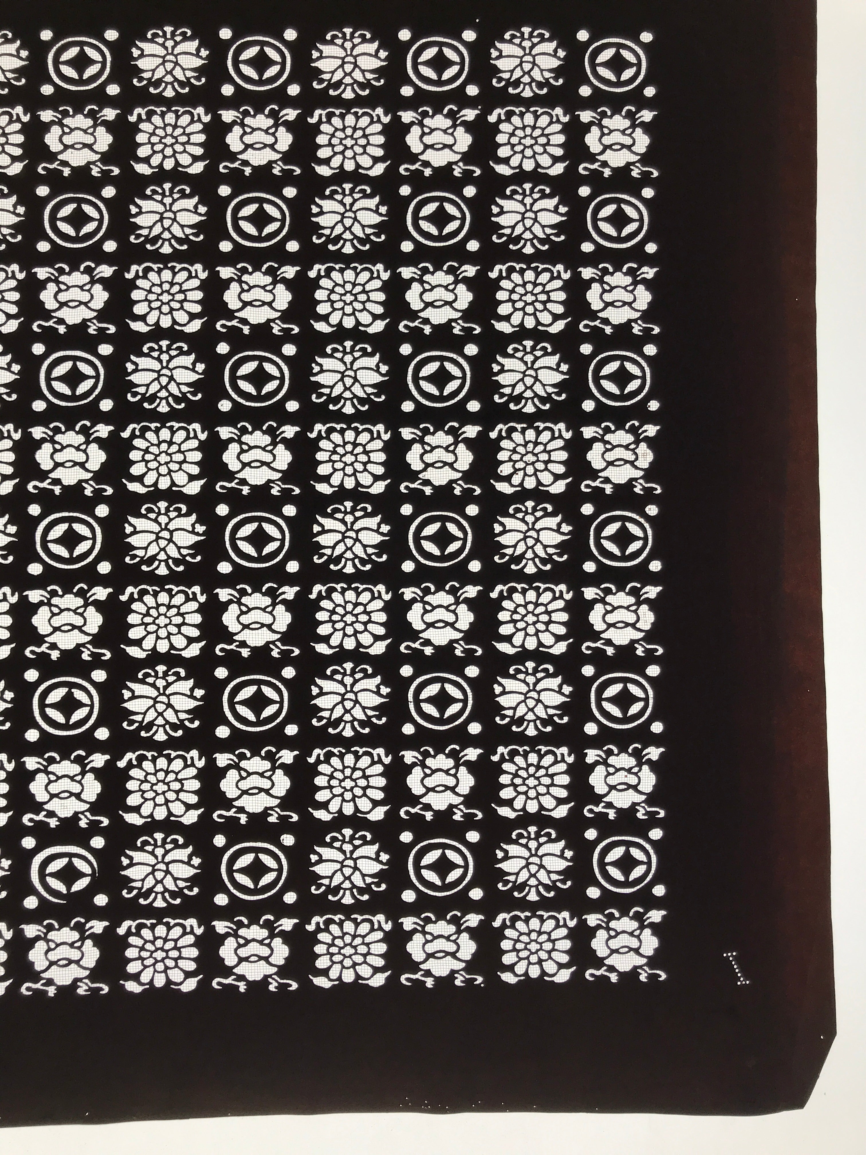 Antique Japanese Katagami Kimono Paper Stencil Katazome Flowers Shippo 4Y619