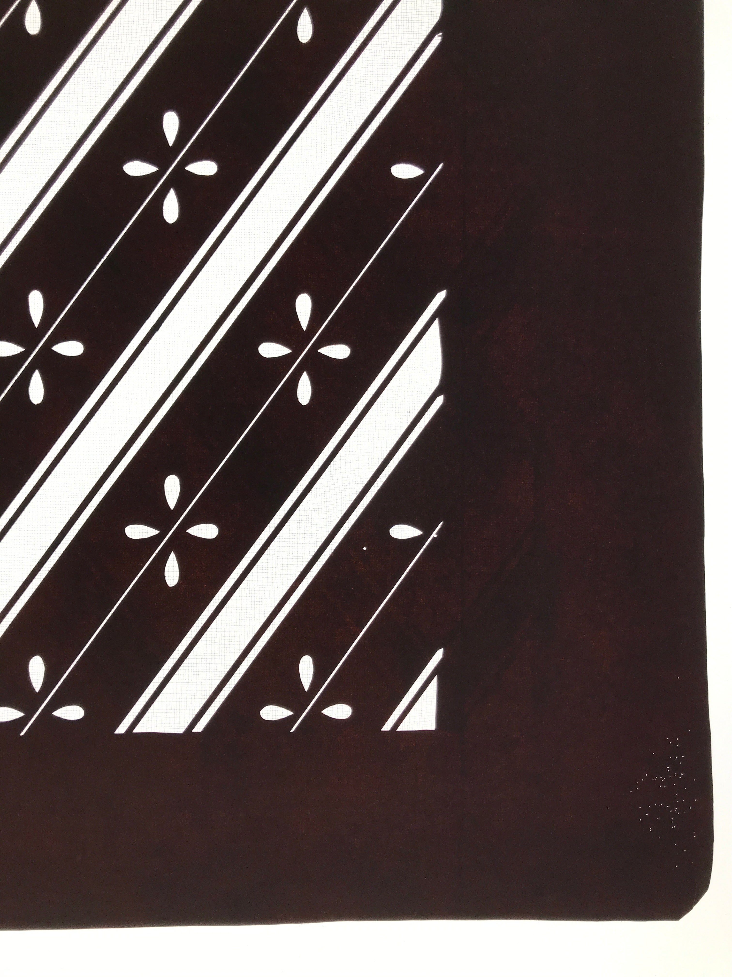 Antique Japanese Katagami Kimono Paper Stencil Katazome Flowers Stripes 4Y611