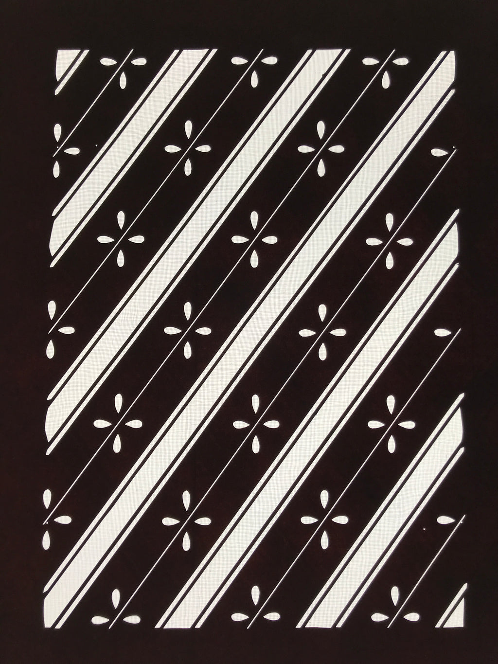 Antique Japanese Katagami Kimono Paper Stencil Katazome Flowers Stripes 4Y611