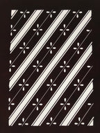 Antique Japanese Katagami Kimono Paper Stencil Katazome Flowers Stripes 4Y611