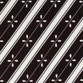Antique Japanese Katagami Kimono Paper Stencil Katazome Flowers Stripes 4Y611