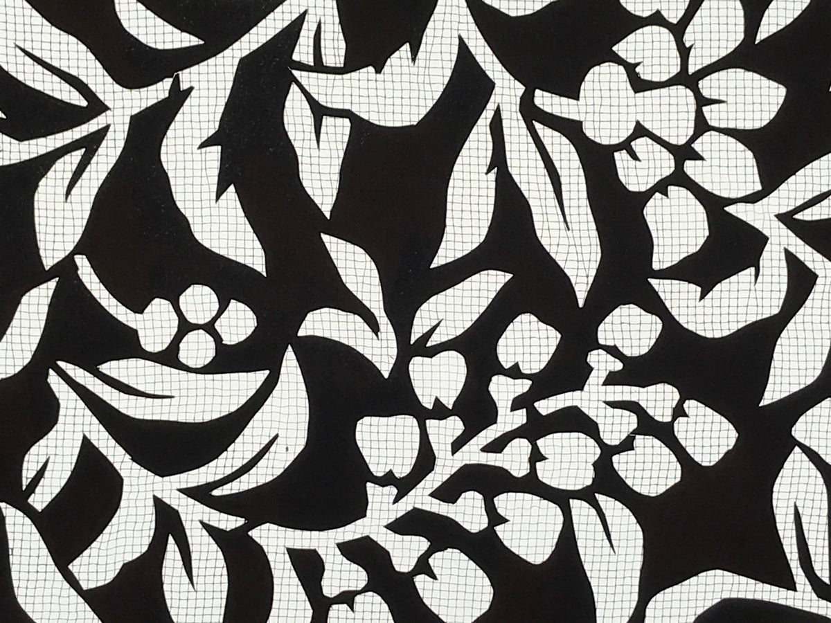 Antique Japanese Katagami Kimono Paper Stencil Katazome Flowers Vines 4Y576