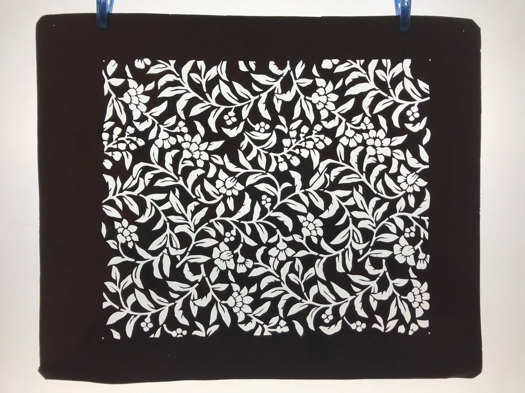 Antique Japanese Katagami Kimono Paper Stencil Katazome Flowers Vines 4Y576