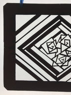 Antique Japanese Katagami Kimono Paper Stencil Katazome Geometric Rose 4Y577