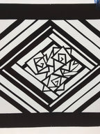 Antique Japanese Katagami Kimono Paper Stencil Katazome Geometric Rose 4Y577