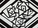Antique Japanese Katagami Kimono Paper Stencil Katazome Geometric Rose 4Y577