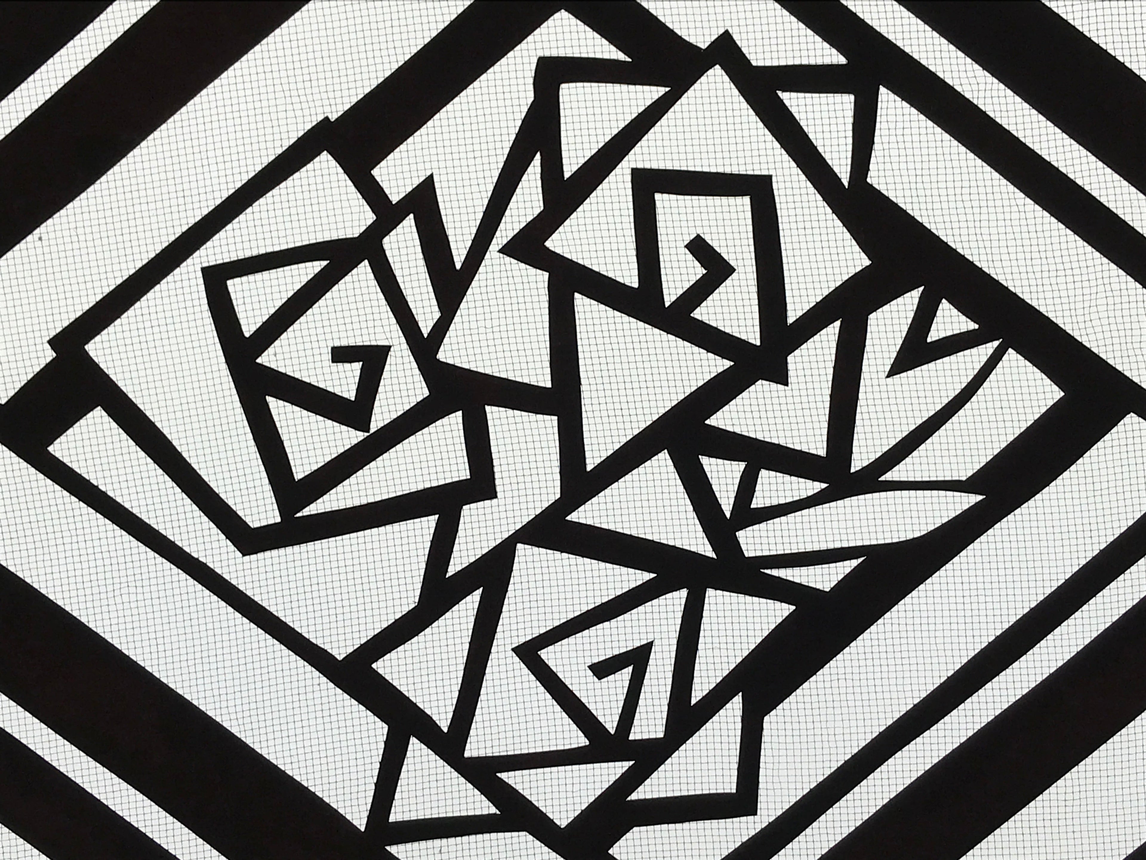 Antique Japanese Katagami Kimono Paper Stencil Katazome Geometric Rose 4Y577