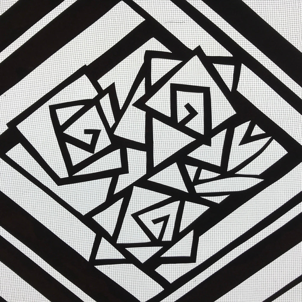 Antique Japanese Katagami Kimono Paper Stencil Katazome Geometric Rose 4Y577