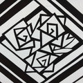Antique Japanese Katagami Kimono Paper Stencil Katazome Geometric Rose 4Y577