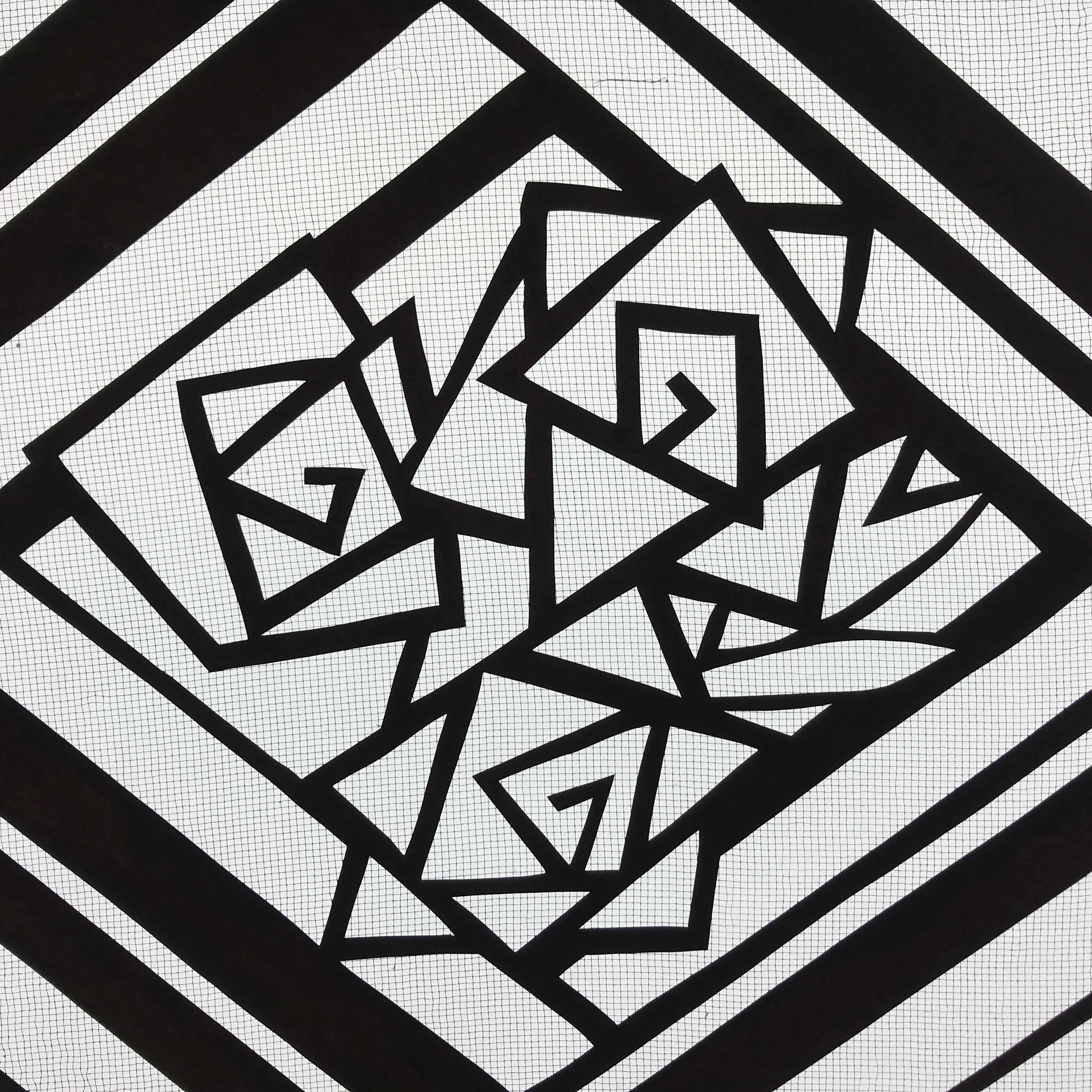 Antique Japanese Katagami Kimono Paper Stencil Katazome Geometric Rose 4Y577