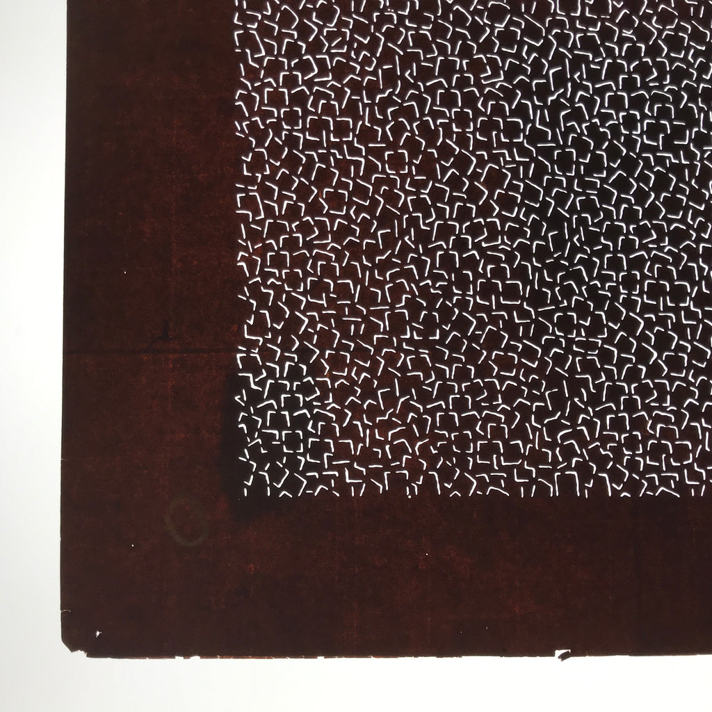 Antique Japanese Katagami Kimono Paper Stencil Katazome Geometric Squares 4Y626