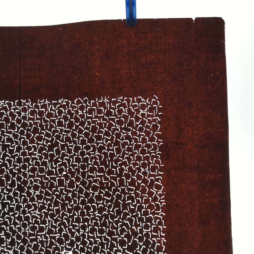 Antique Japanese Katagami Kimono Paper Stencil Katazome Geometric Squares 4Y626