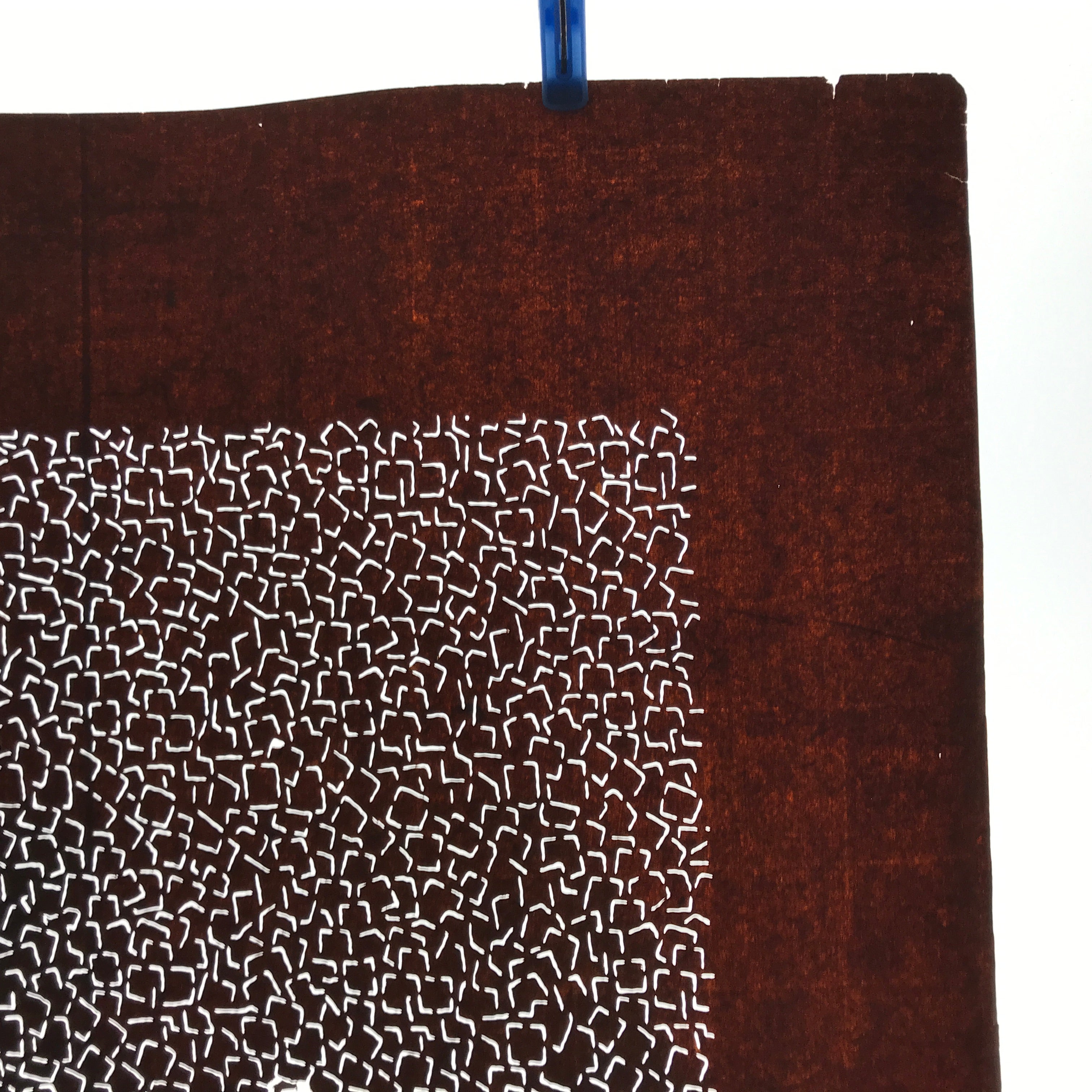 Antique Japanese Katagami Kimono Paper Stencil Katazome Geometric Squares 4Y626