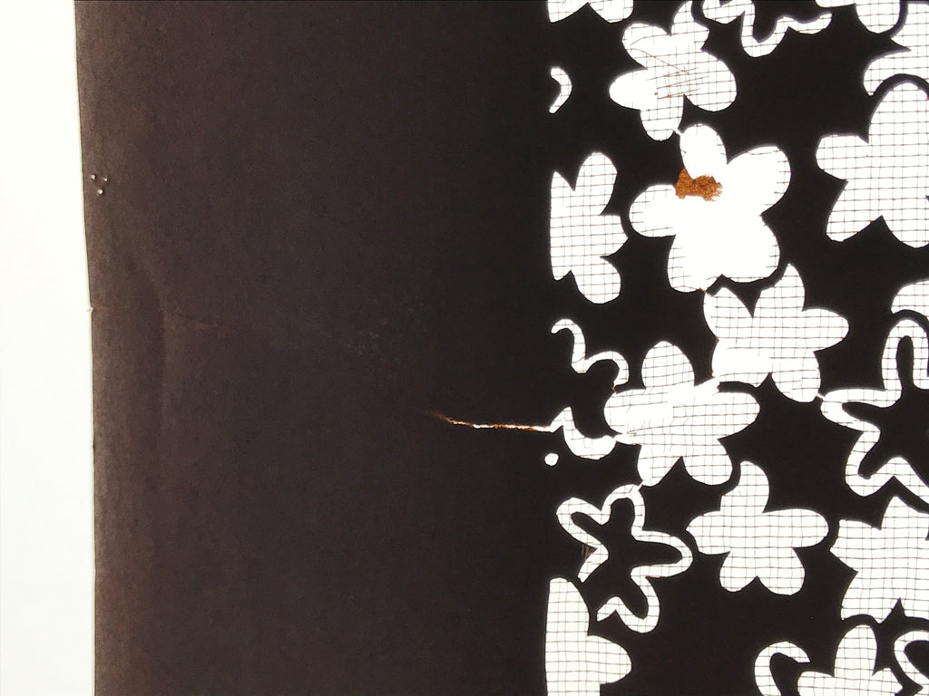 Antique Japanese Katagami Kimono Paper Stencil Katazome Grass Small Flower 4Y643