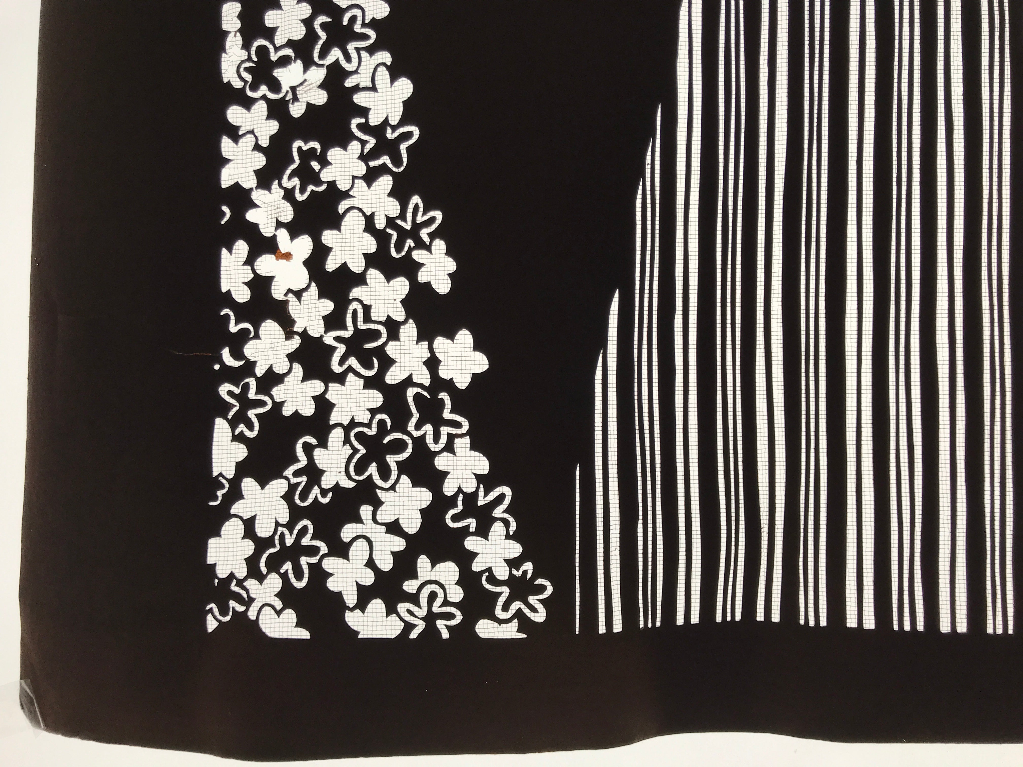 Antique Japanese Katagami Kimono Paper Stencil Katazome Grass Small Flower 4Y643