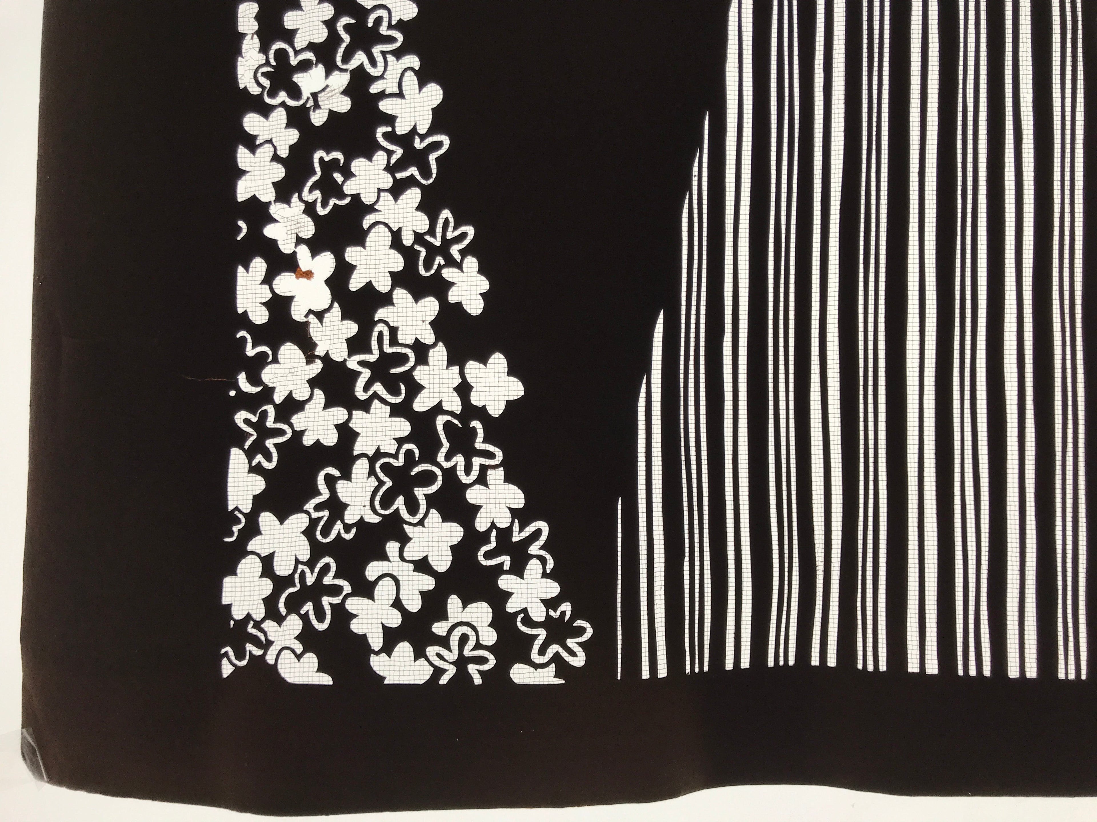 Antique Japanese Katagami Kimono Paper Stencil Katazome Grass Small Flower 4Y643