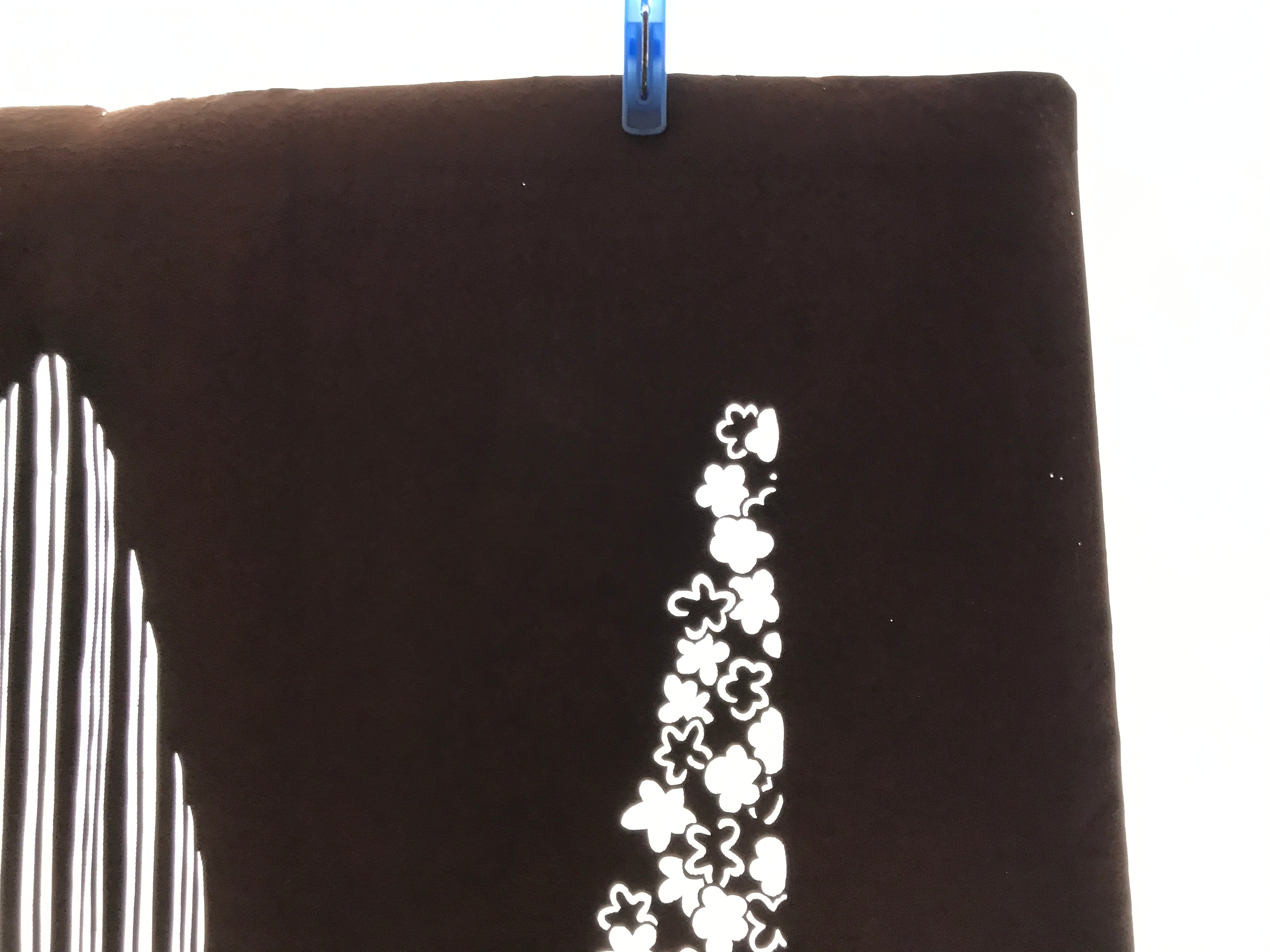 Antique Japanese Katagami Kimono Paper Stencil Katazome Grass Small Flower 4Y643