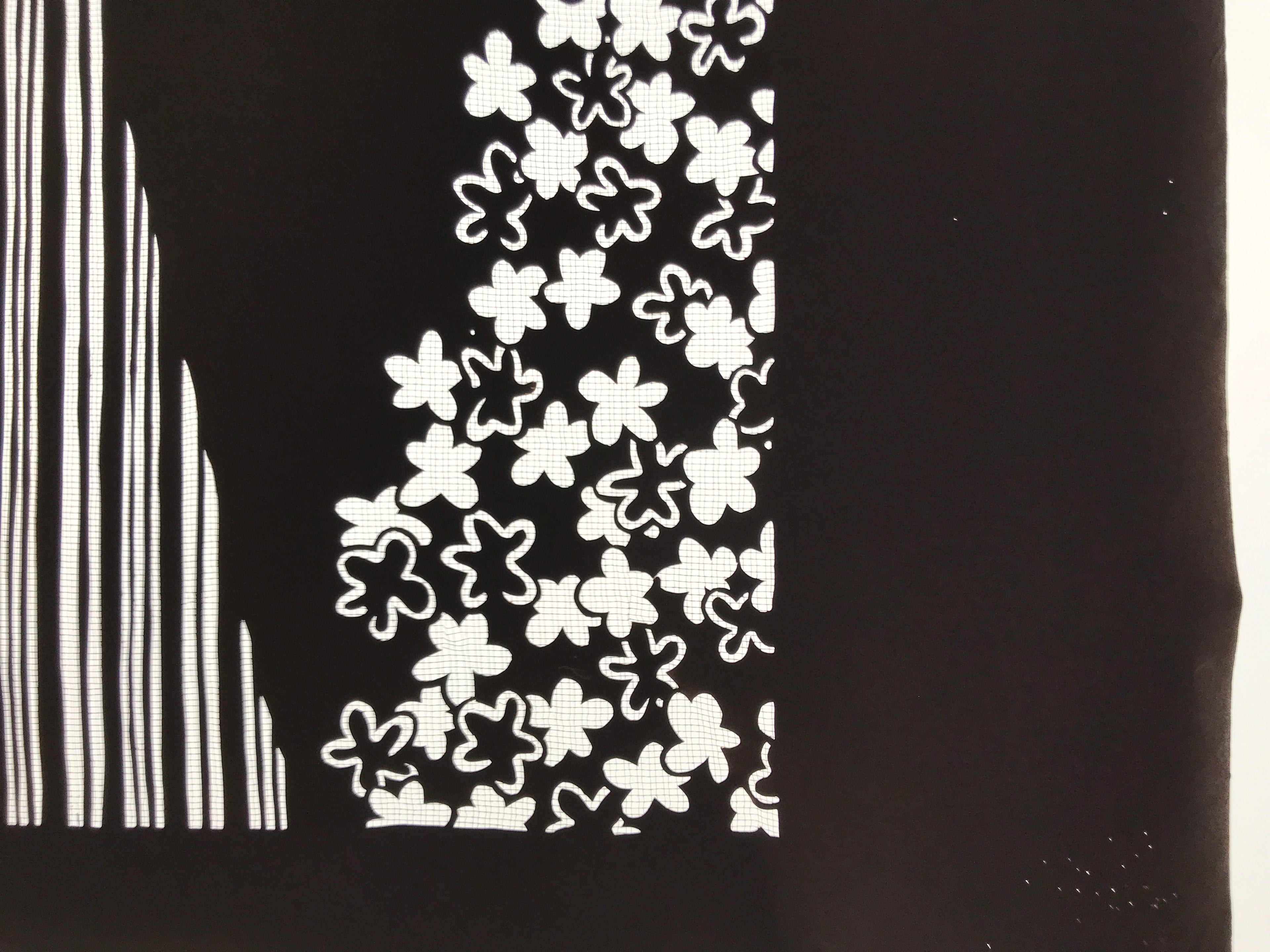 Antique Japanese Katagami Kimono Paper Stencil Katazome Grass Small Flower 4Y643