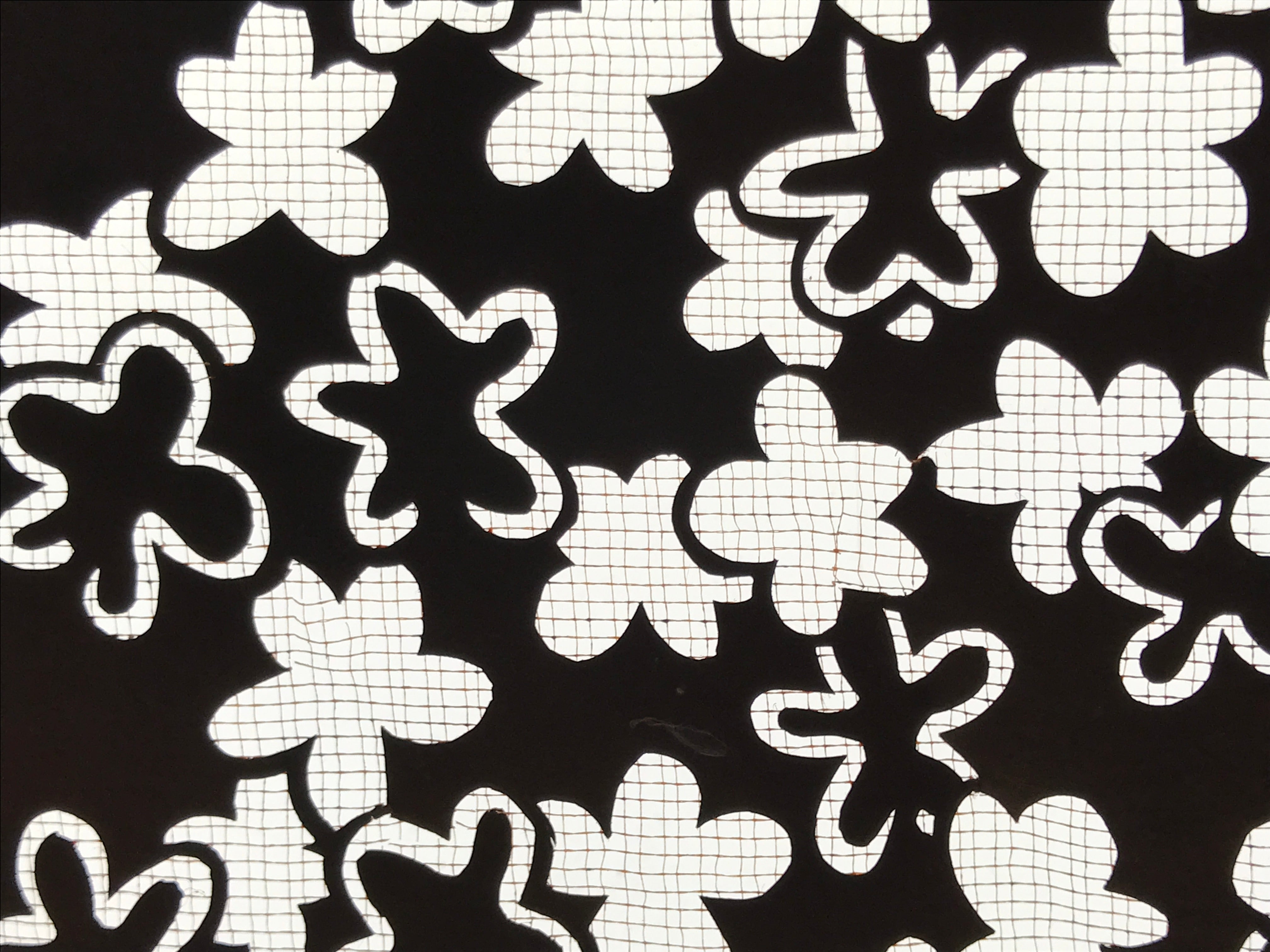 Antique Japanese Katagami Kimono Paper Stencil Katazome Grass Small Flower 4Y643