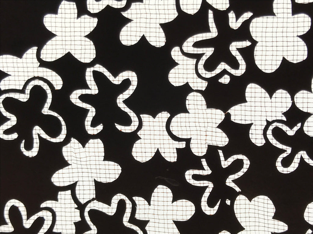 Antique Japanese Katagami Kimono Paper Stencil Katazome Grass Small Flower 4Y643