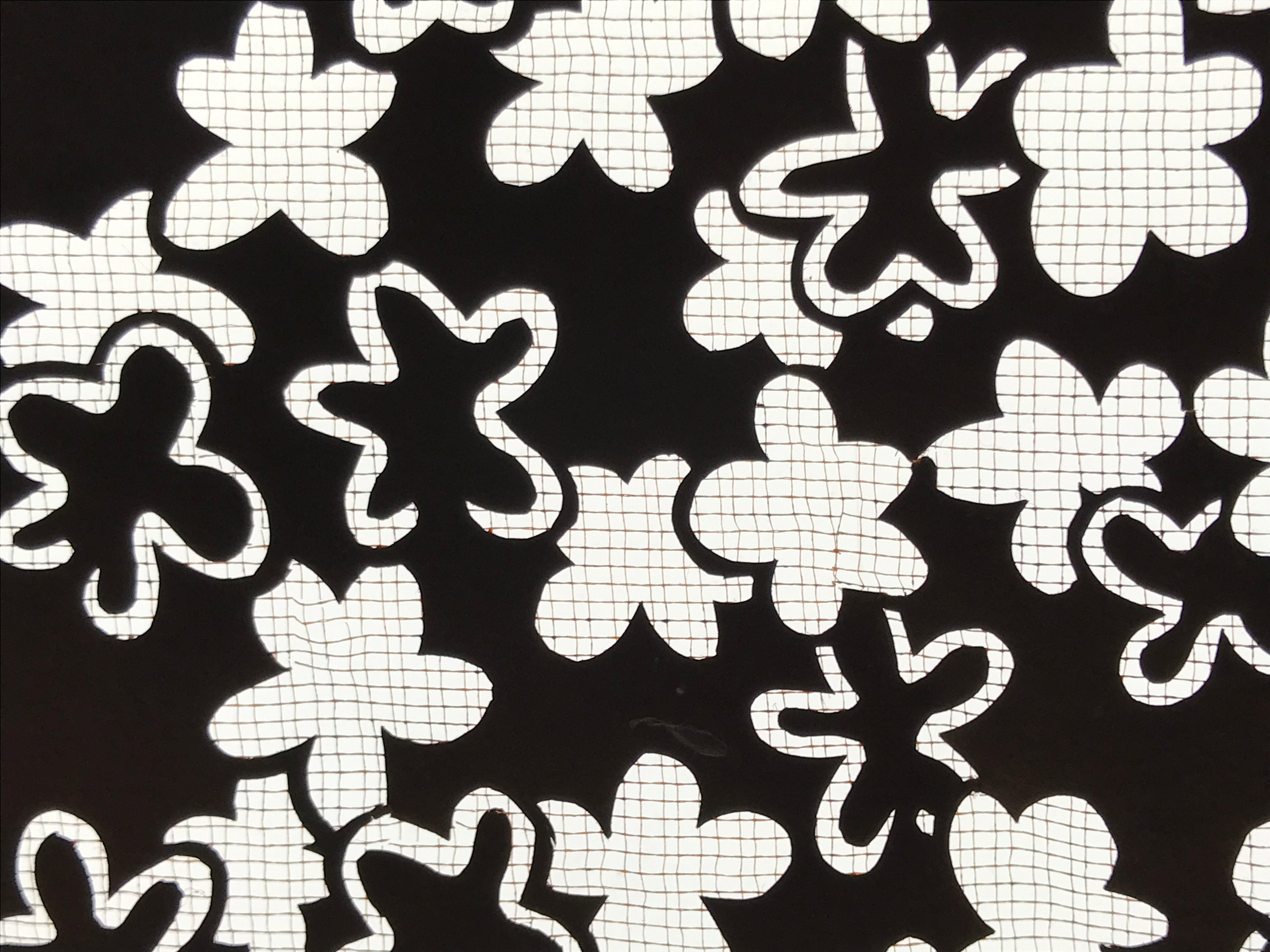 Antique Japanese Katagami Kimono Paper Stencil Katazome Grass Small Flower 4Y643